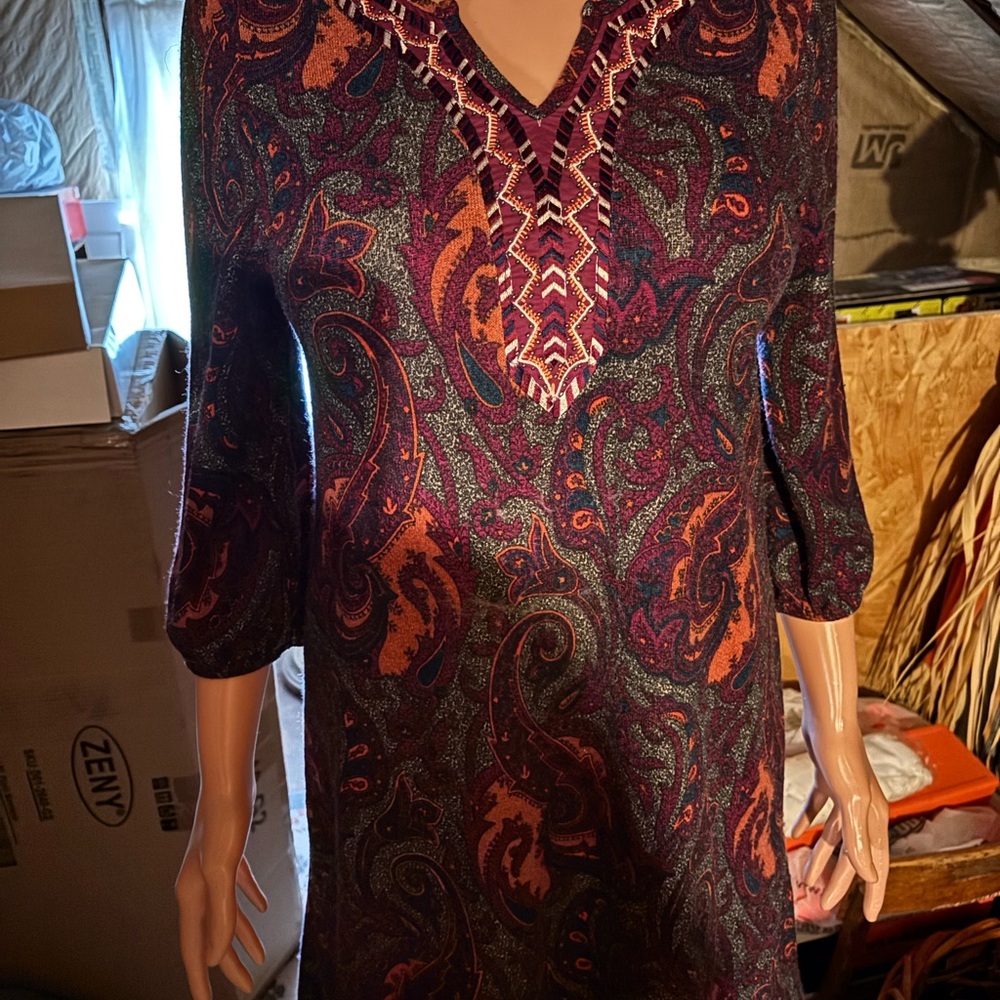 Women’s Blue Rain Paisley Mini Dress - Purple and Orange Size L